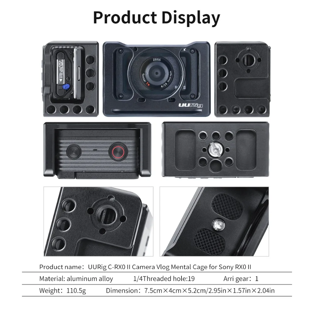 В наличии UURig для sony RX0 II Мини специальный Камера клетка видеоблог селфи рукоятки