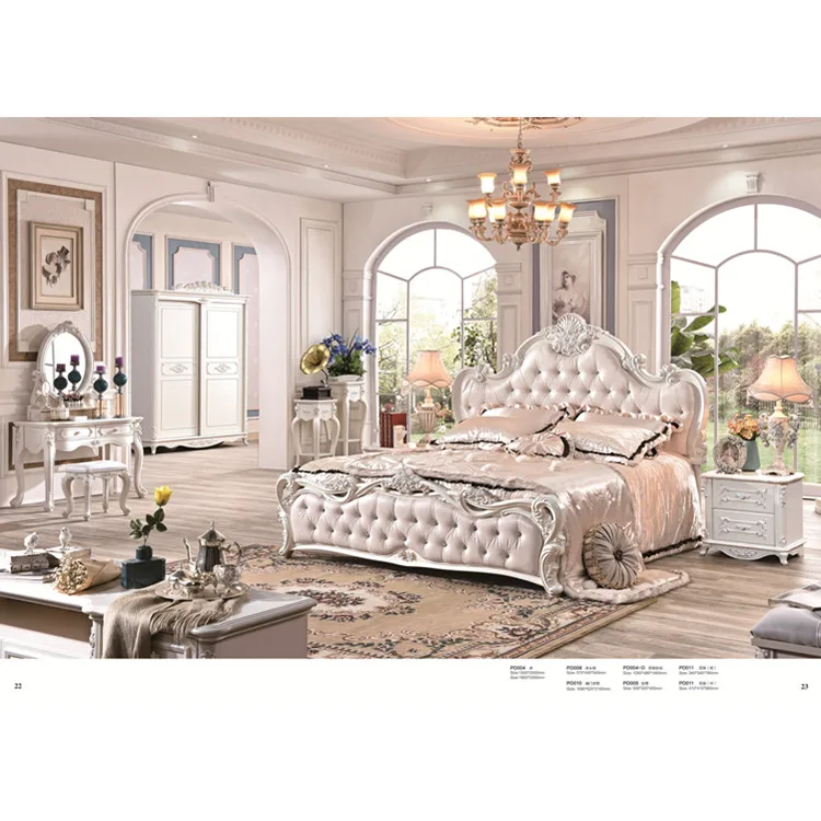 Bedroom furniture antique bed set with leather bed frame