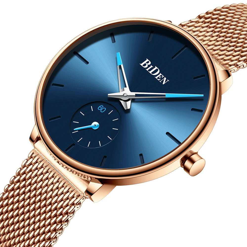 

Fashion Casual Women Watches Luxury Brand Rose Gold Ladies Dress Blue Clock Mesh Steel Quartz Female Wristwatch Relogio Feminino