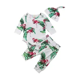Младенческой малыш для маленьких девочек хлопок кактус Фламинго комплект Топы + короткие штаны Комплект одежды Размеры 0-24 м