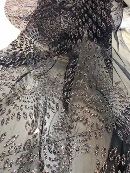

S-117 colorful glitter lace Fabric for sexy dress high grade glued glitter French Lace Fabric