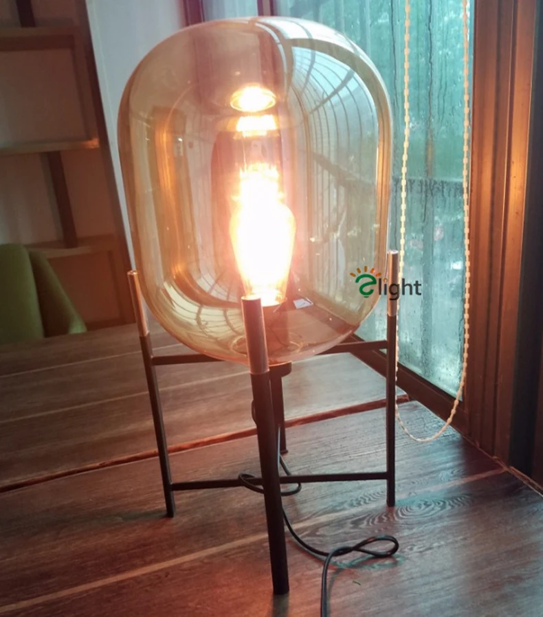 Европейский Oda Pulpo, настольная лампа, стеклянные оттенки, Металлическая лампа, корпус, Настольный светильник, янтарный серый цвет, абажуры, настольная лампа для спальни