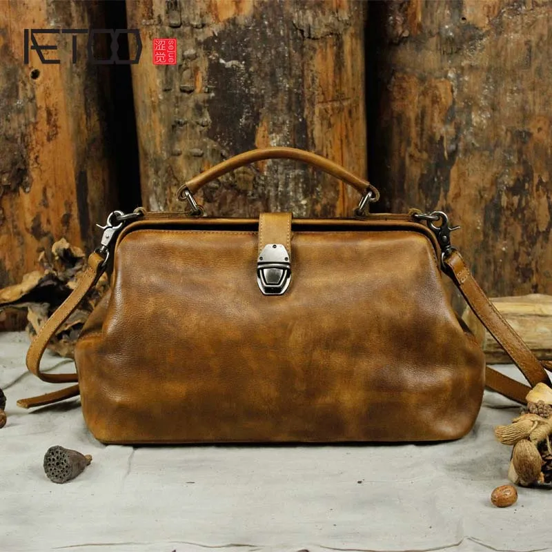 

AETOO 2018 new retro first layer cowhide leather zipper three-dimensional fashion handbag diagonal shoulder bag female