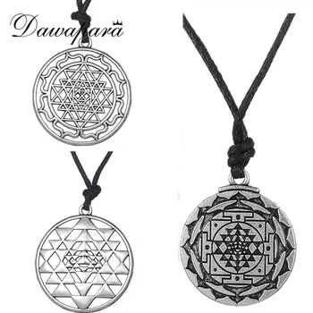 Dawapara Portugal Mandala CHAKRA 3rd Eye Hindu Goddess Yoga Sri Yantra Wiccan Pagan Punk Men Rope Necklace Jewelery  India
