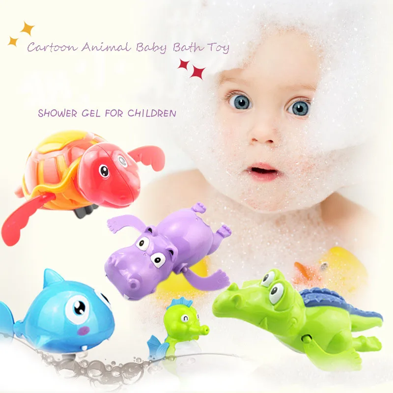 Cute Cartoon Animal Swimming classic water toys Baby Bath Toy Infant