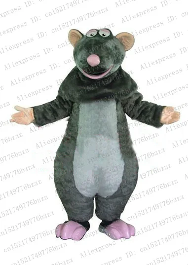 Милый серый Реми Django рататуиль мышей мышь крыса погремушка талисман костюм с розовыми ножками белый эллитический животик № 4255