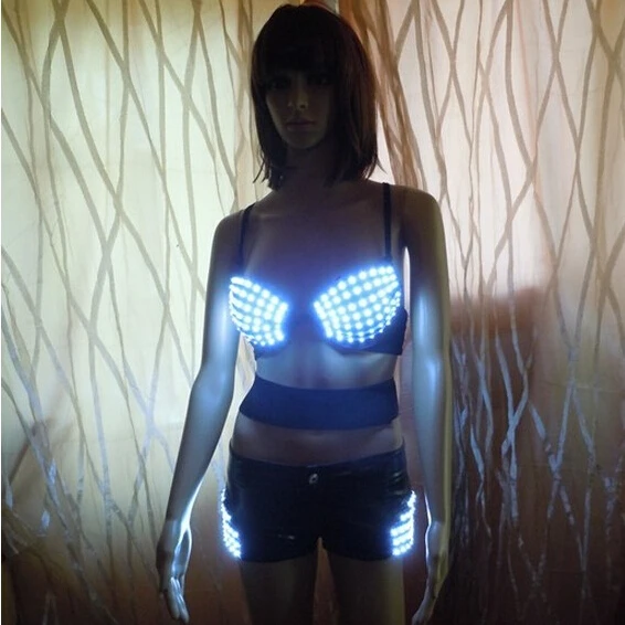 Модные звезда DS костюм танец певица DS костюм Light-Up Bra костюм LED одежда