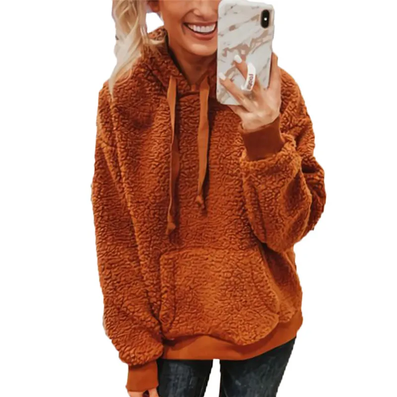 

yashangyi Womens Fleece Hoodies Sweatshirts Winter Autumn 2019 Pockets Hooded Hoody Coat Outwear Moleton Feminino Sweat Femme
