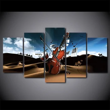 

5 Piece Framed Music Drum Violin Modern Canvas Painting Poster Wall Oil Picture Home Decor Print On Canvas For Living Room