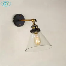 AC100-240V винтажные железные настенные лампы+ стеклянные настенная лампа американская кантри спальня прикроватные Настенные светильники освещение лампа Эдисона