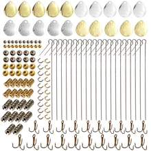 Shaddock Fishing 140Pcs DIY Fishing Copper Blade Inline Spinner Lure Kit Fishing Tool Lure Accessories Set