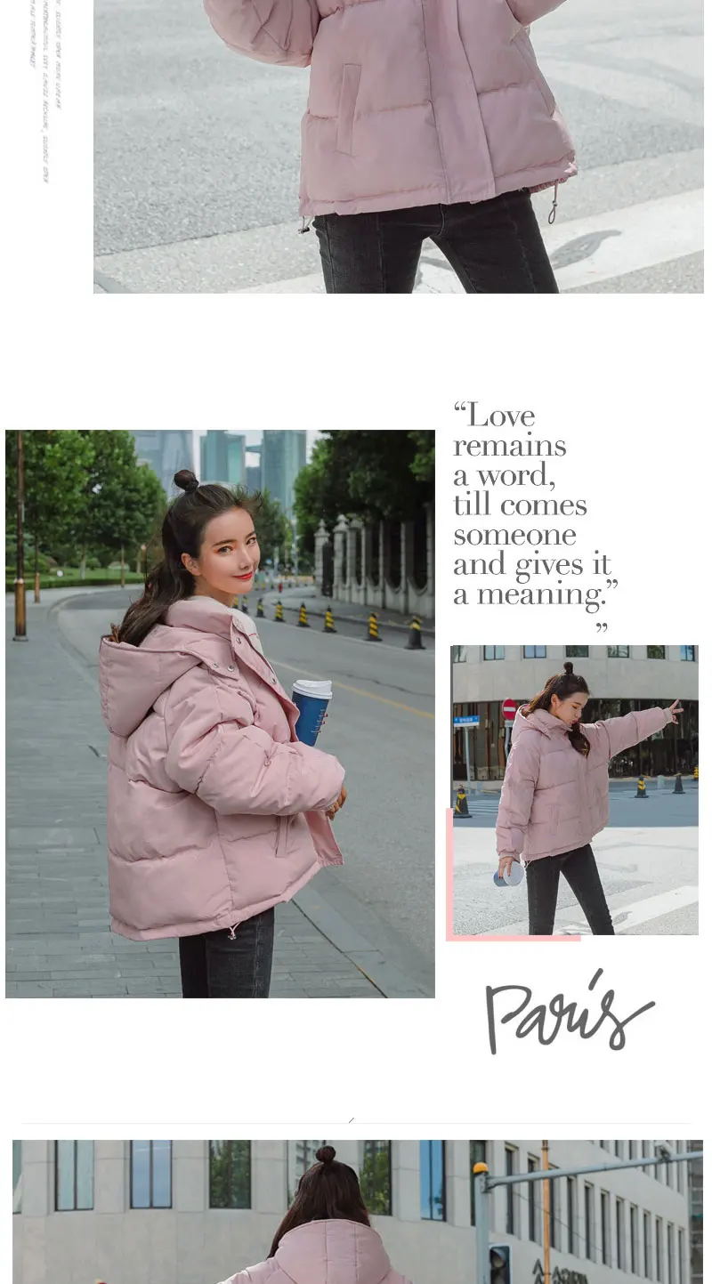Зимние парки с хлопковой подкладкой для женщин корейский стиль размера плюс 2XL Свободные повседневные пальто Mujer Boyfriend короткая куртка хлопковые пальто A383