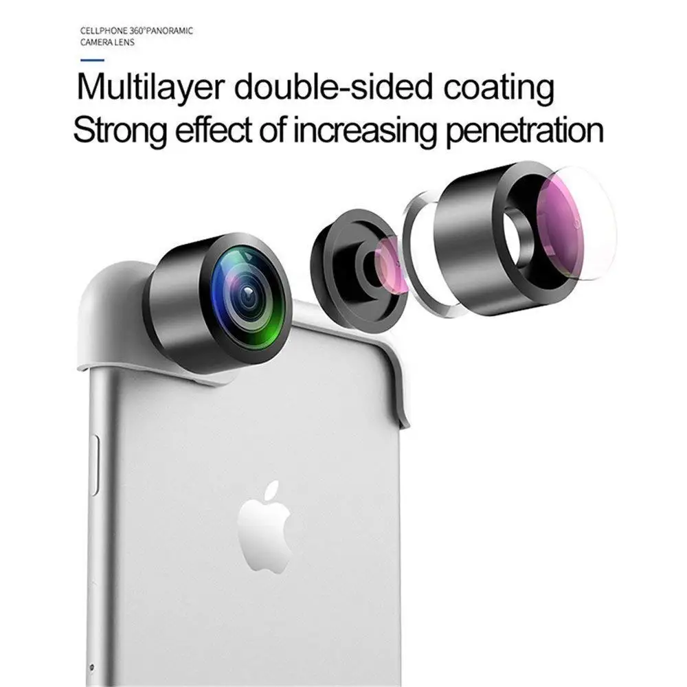 Hyleton HD Объективы для телефонов широкоугольный объектив с зажимом двойная камера для iphone7/8/x 360 градусов панорамный объектив приложение управление
