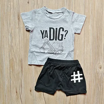 

Fashion Summer Baby Boys Clothes Short Sleeve Letter Print Tops Blouse T-shirt+Shorts Children Casual Outfits Sets