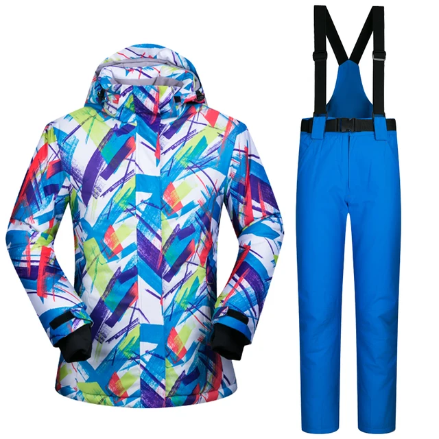 Cheap New Women Ski Jacket+Pants Windproof  Waterproof Outdoor Sport Wear Camping Riding Snowboard Skiing Suit Super Warm Thicken Set