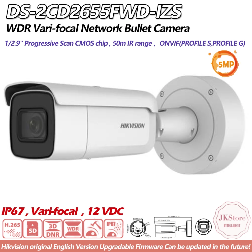 Hikvision DS 2CD2655FWD IZS English Version 5 MP WDR Vari focal Network