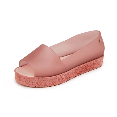 Melissa/женские босоножки; пляжная прозрачная обувь; Mulher; женские сандалии на плоской подошве; мягкие Разноцветные Летние повседневные босоножки без застежки - Цвет: Розовый