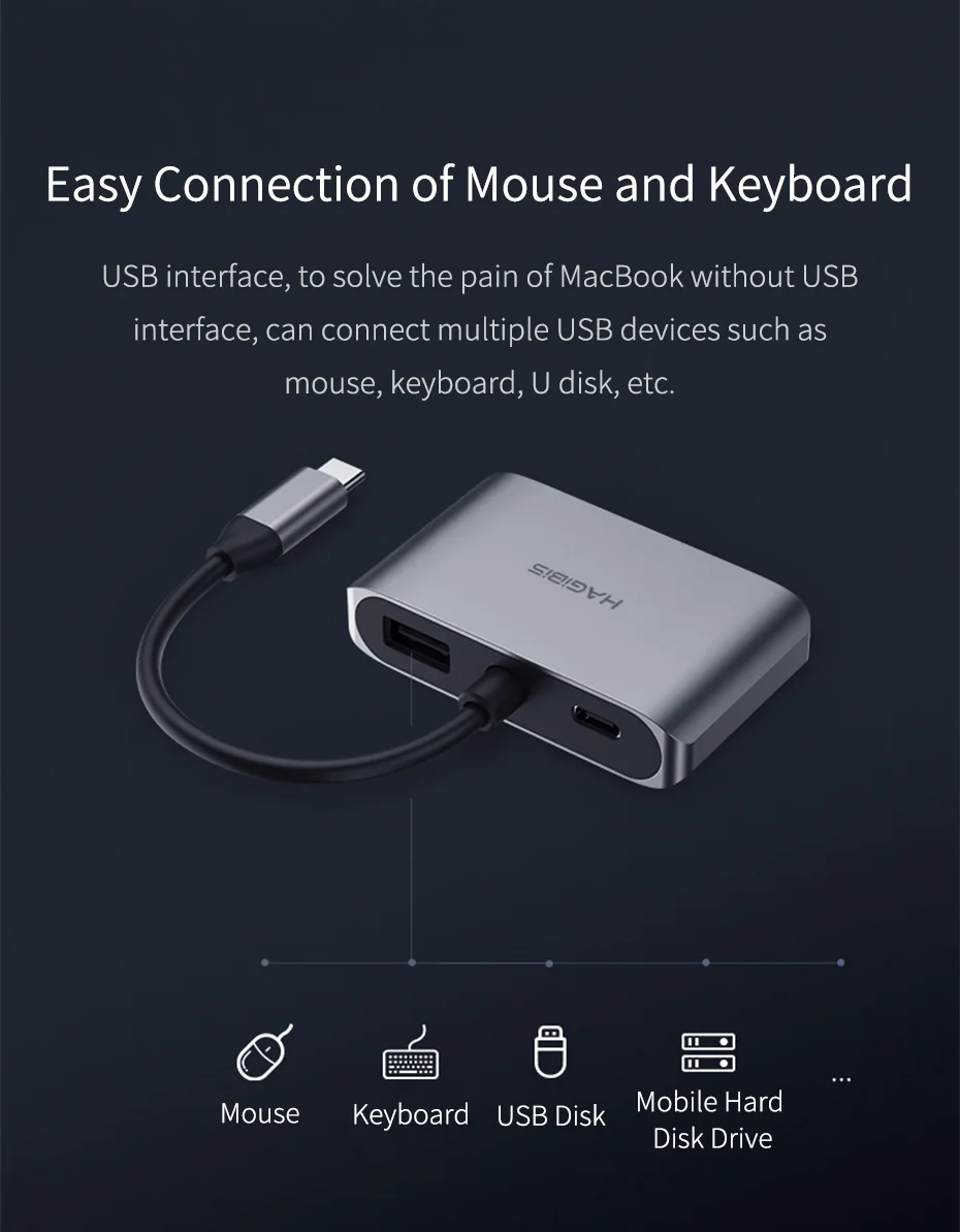 Адаптер hagios USB C HDMI VGA type C к HDMI 4K Thunderbolt 3 для samsung Galaxy S10/S9/S8 huawei mate 20/P30 Pro USB C к HDMI