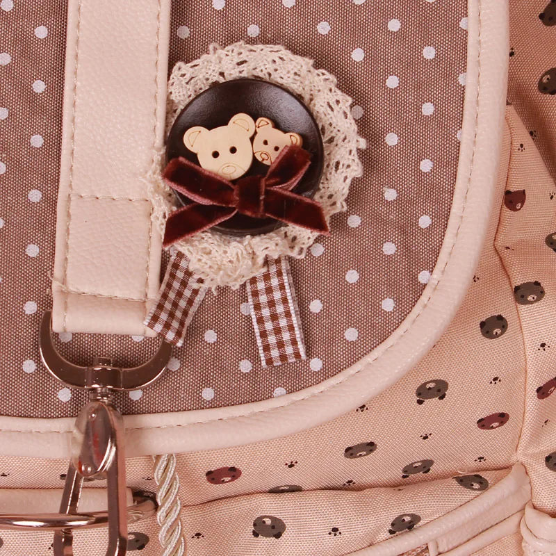 Милый хлопковый холщовый женский рюкзак с рисунком медведя из мультфильма, школьная сумка, рюкзак с застежкой на шнурке, 40*34 см