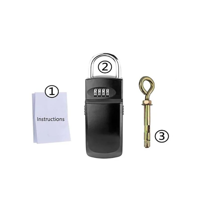 4 Digit Combination Password Key Storage Box Organizer Security Door Padlock Safe Zinc Alloy Free Installation with Hook 6