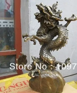 

00302 Chinese Copper Bronze Flight Dance Auspicious Dragon Lucky Feng shui Statue