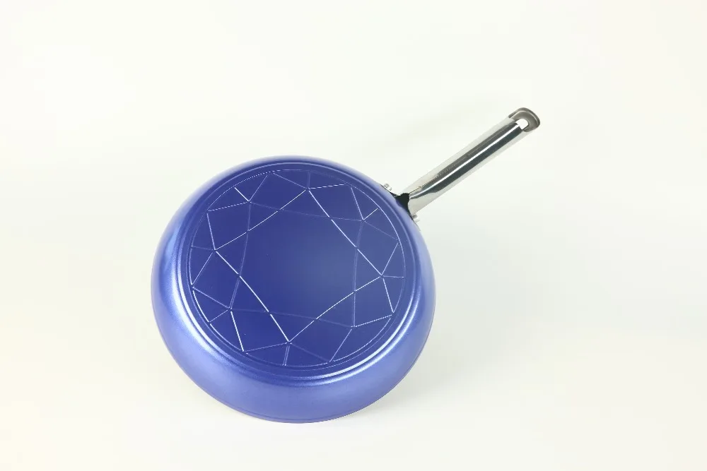 Голубая кастрюля с антипригарным покрытием алмаз керамика медная сковорода антипригарная сковорода блестящая керамическая антипригарная синяя Сковорода-10 дюймов открытая Frypan