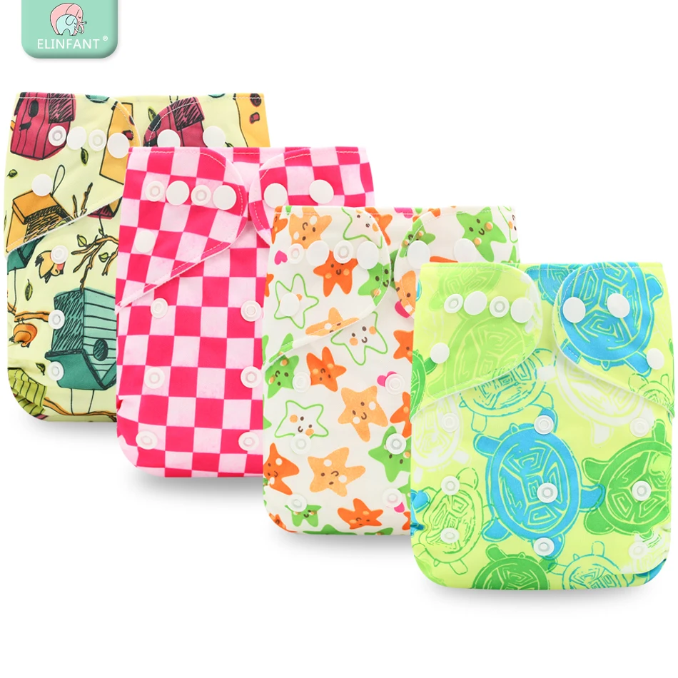 

Elinfant 50 pcs cloth diaper washable waterproof one size fit all fit baby 3-15kg high quality factory direct sale