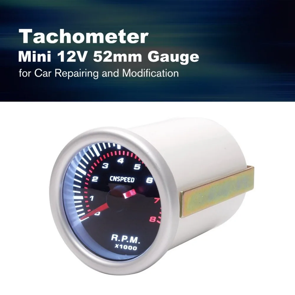 

52mm Electrical Car Engine Speed Pointer Tachometer Tacho Gauge Meter Tester 0~8000 RPM Counter for 4/6/8 Cylinder