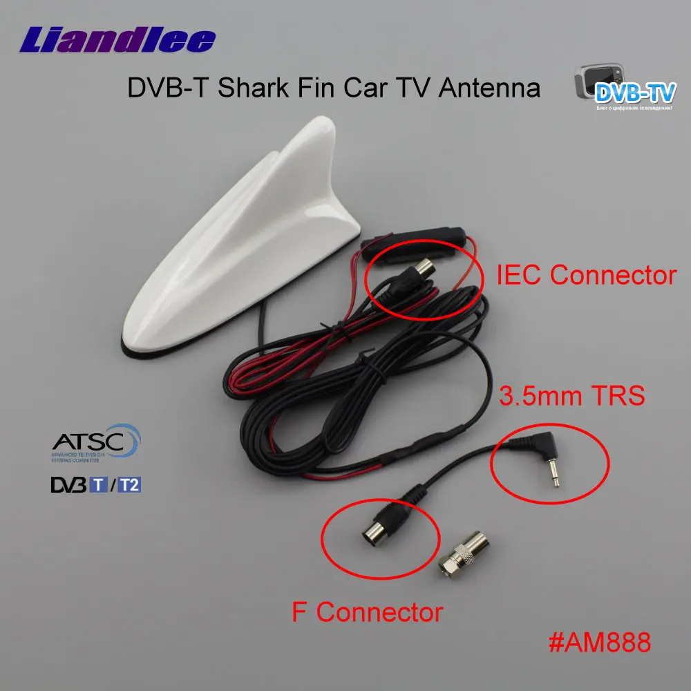 

Liandlee Car TV Antenna Amplifier DVB-T ISDB-T ATSC Automobile Shark Fin Aerial F Connector 3.5mm IEC Booster White ANT #AM888