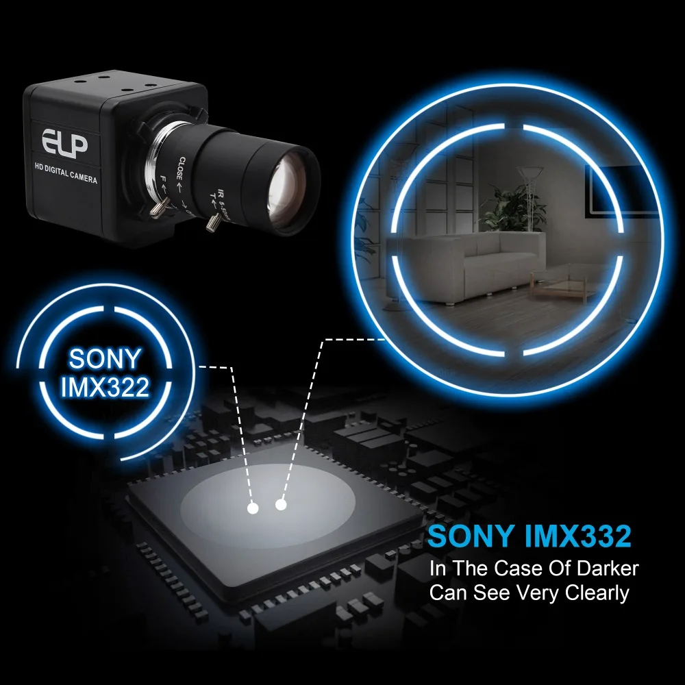 H.264 1080P Низкая освещенность 0.01Lux sony IMX322 промышленная USB веб-камера HD с CCTV варифокальный объектив 2,8-12 мм для Win7 Win8