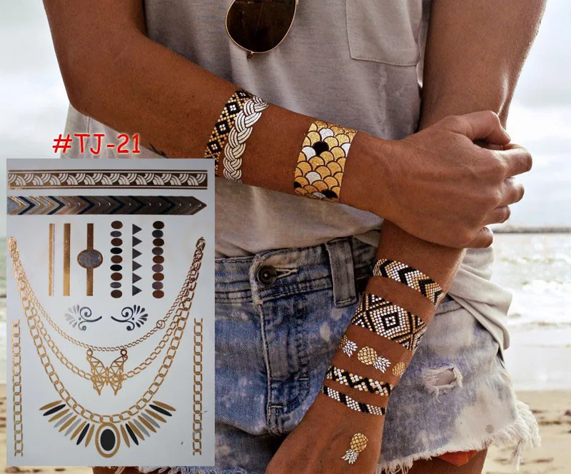temporary tattoo fashion metalic tatoos gold jewelry metallic temporary tattoo fashion metalic tatoos gold jewelry metallic