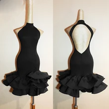 Женское платье для латинских танцев, новинка, костюм для взрослых, платья для латинских танцев, одежда для сальсы, черное платье для танцев L94