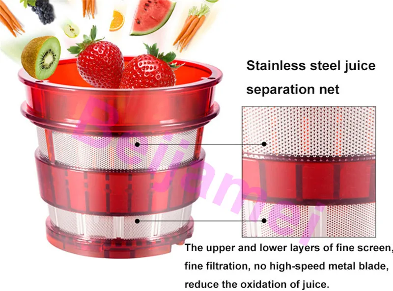 BEIJAMEI Новое поступление медленная соковыжималка Электрический фруктовая медленная соковыжималка дома маленький апельсин арбуз медленно соковыжималка