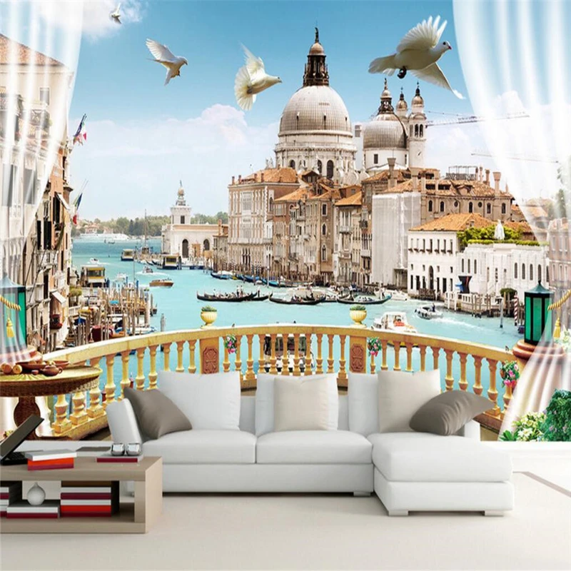 Beibehang Custom Photo Wallpaper Sticker Aesthetic Window Outside Terrace Roman Landscape 3d Background Wall Papel De Parede Papel De Parede De Parede3d Background Aliexpress