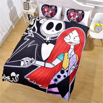 

Nightmare Before Christmas Bedding Twin Full Queen King Size Halloween Cartoon Printed Duvet Cover with Pillowcase