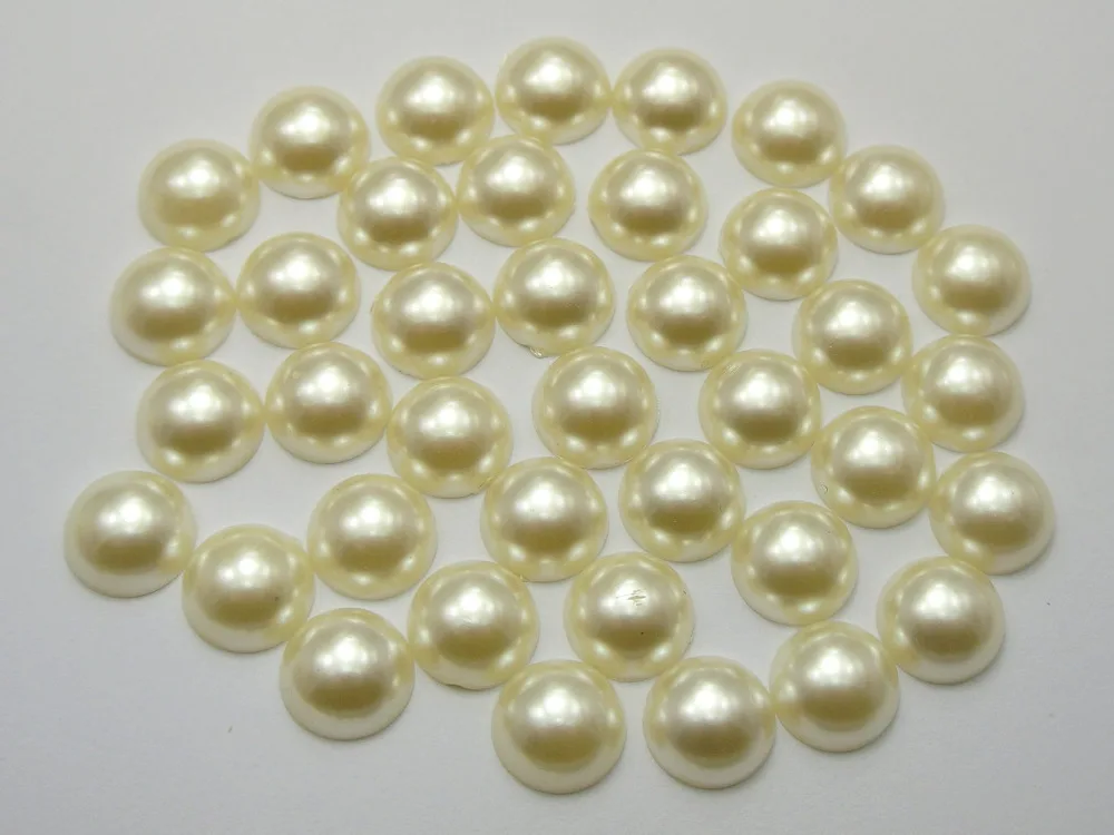 200 Ivory Half Pearl Bead 10mm Flat Back Round Gems Scrapbook Craftt