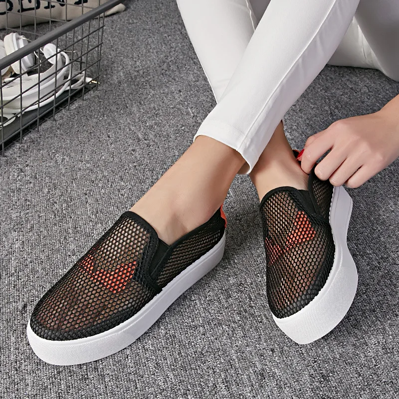 Summer Breathable Casual Shoes Women Flats Low Top Slip On Women Loafers Flat Heel Monster Shoes zapatos de mujer XZ37 Women's Shoes