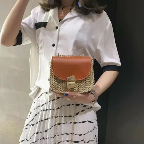 Women Lady Handbag Straw Weave Tote Purse Beach Hobo Bag Crossbody Shoulder Bag Lady Crossbody Mini Bag For Women 2019