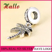 925 стерлингового серебра подходит браслет сверкающие пальмы Шарм новейший Berloque камень подвески