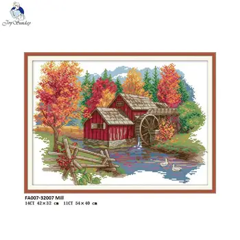 

Joy Sunday Europe Scenery Mill Pattern Counted DMC 14CT 11CT Printed on Canvas Cross Stitch kits Needlework Embroidery Sets
