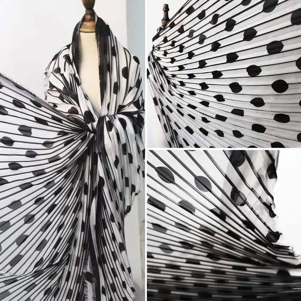 Dálmata plisado Arruga Stretch Vestido Falda Tela Material 58/" de ancho
