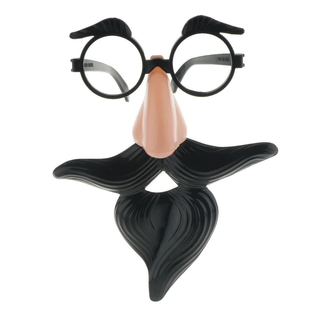 Novelty Funny Black Eyebrows Mustache Big Nose Glasses Halloween Masquerade Costume Party Eyeglasses Props for Men Women