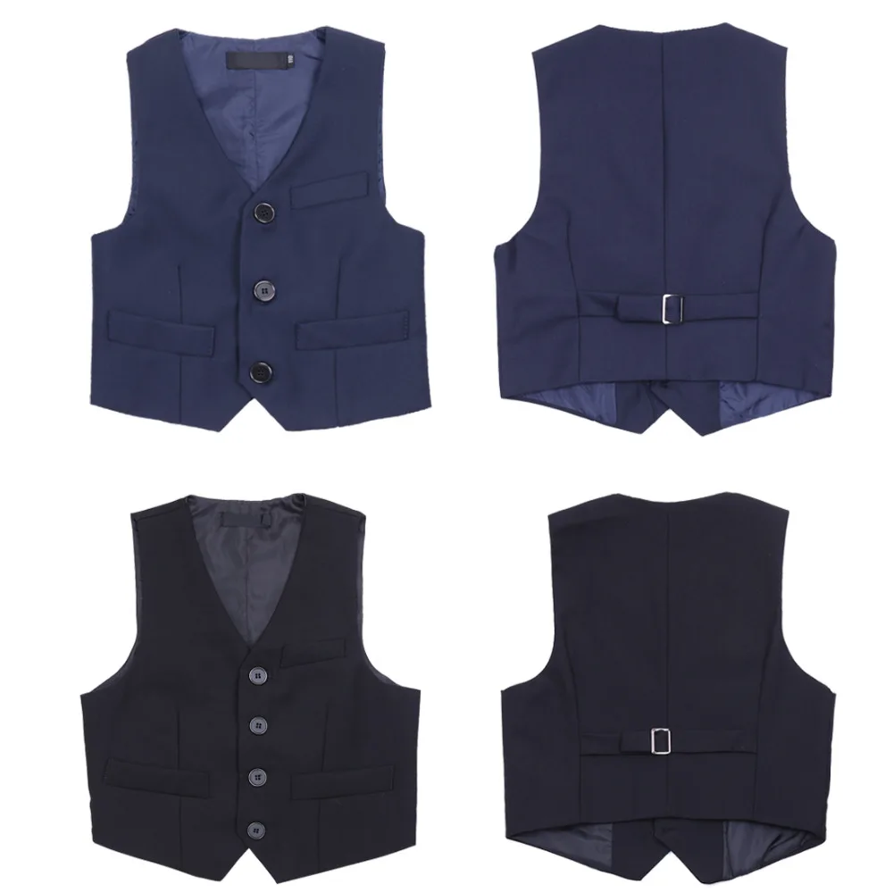Spring and Autumn Boy Vests Kids Boys Gentleman Formal Suit Vest Waistcoat Pageant Wedding Party Jacket Coat SZ 3-12Y