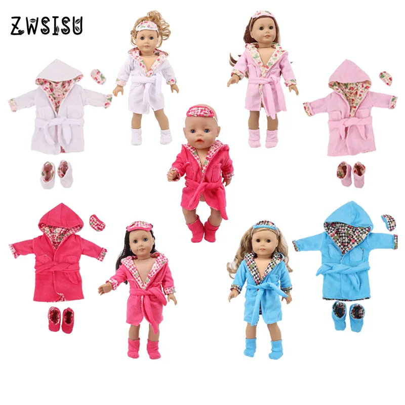

Doll Clothes Pajamas Nightgown 1 Set/3 Pcs=Pajamas+Eye Mask+Shoes For 18 Inch American Doll & 43 Cm Born Doll For Generation Toy
