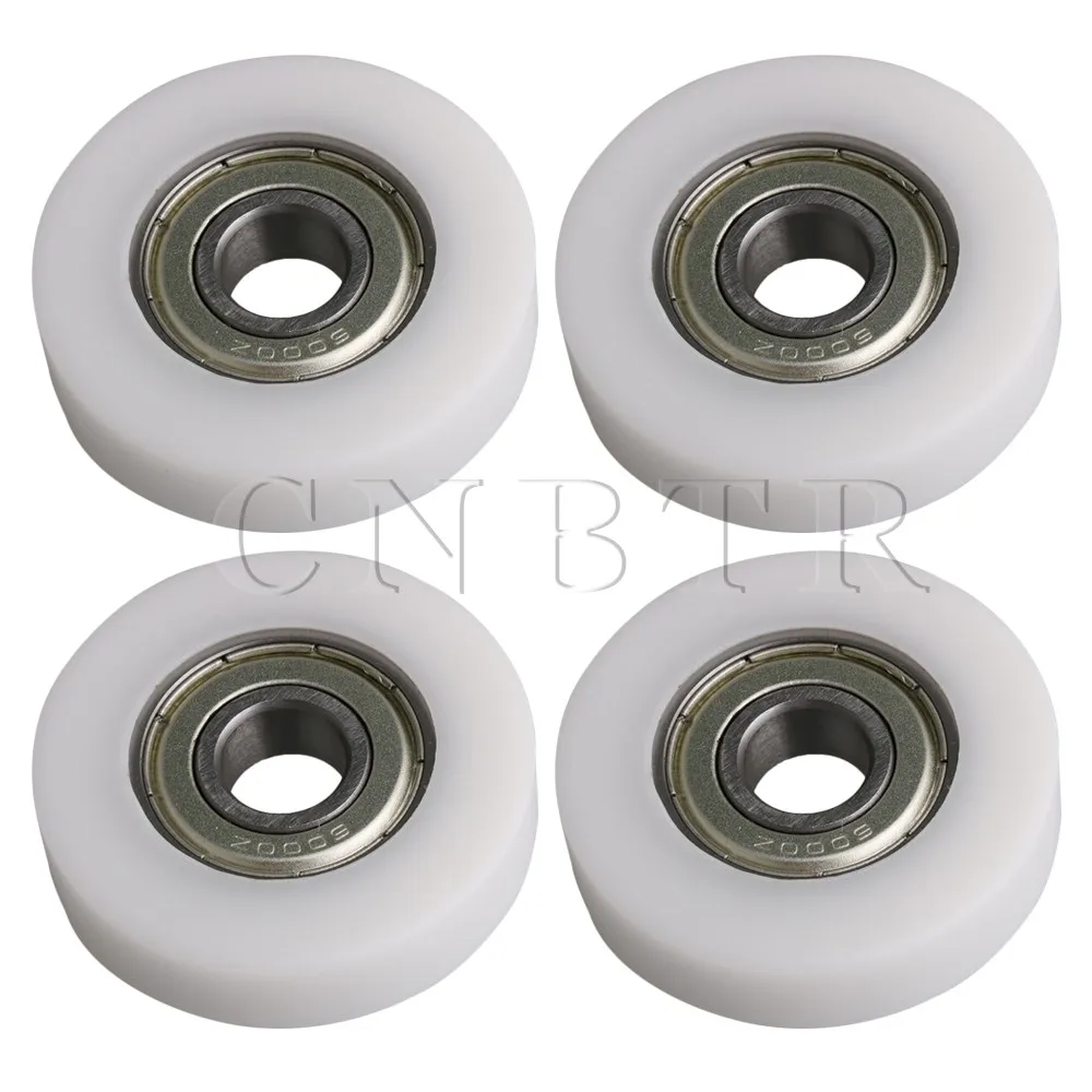 CNBTR 4x1x1cm White Flat Plastic Coated Pulley Rail Ball Roller Bearing