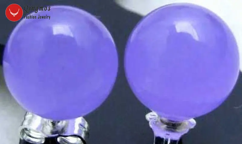 

Qingmos Violaceous Jades Earrings for Women with 10mm Round Natural Stone Jades Sterling Silver S925 Stud Earring Jewelry ear283