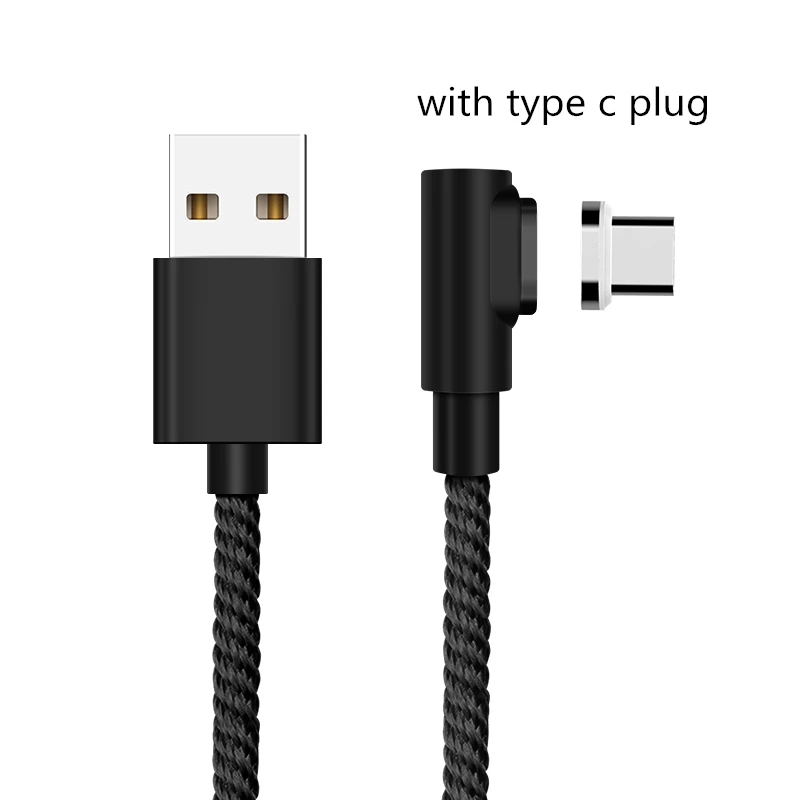 SUNPHG 90 градусов Магнитный кабель l-линия Micro USB кабель type C USBC 3A кабель для быстрой зарядки Магнитный зарядный провод для iPhone samsung - Цвет: black type c plug