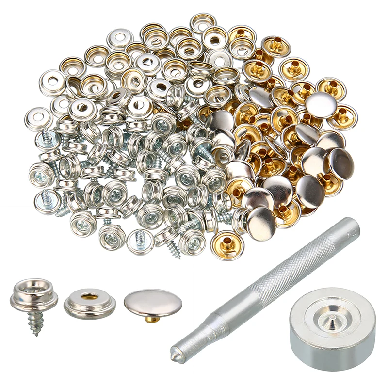 

Stainless Steel Snap Fastener Kit Canvas To Deck Boat Cover Fast Fixed 152 Pcs
