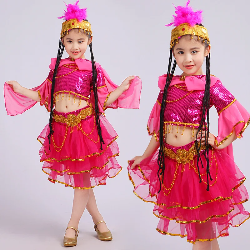 

New children's dance skirt costume children's girls Indian dance Xinjiang stage performance clothing