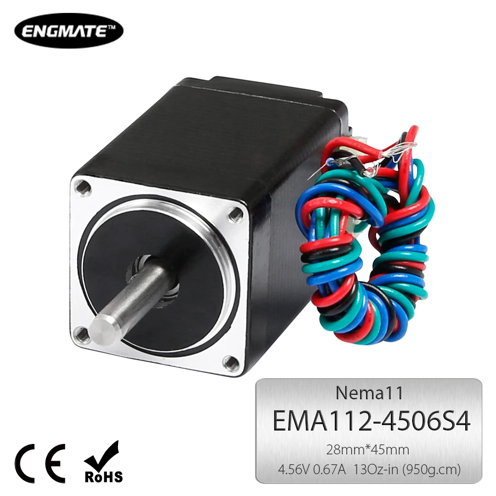

ENGMATE EMA112-4506S4 Nema 11 CNC Router Stepper Motor 4 Wire Single Shaft